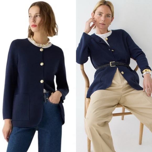 J. Crew Jackets & Blazers - J. Crew | Giselle Sweater Blazer, Merino Wool Blend, Navy Blue, Small